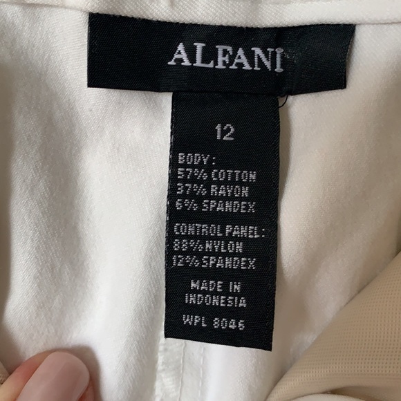 Alfani White Pants Size 12 Cotton/Rayon/Spandex - Picture 3 of 6